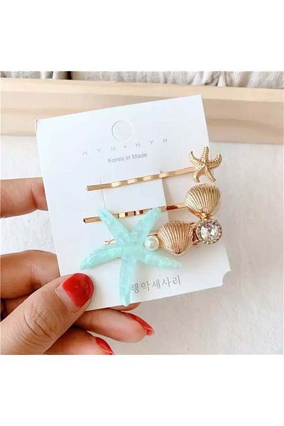 So Much Accesories So-much الموسم الجديد النجم البحري المعدني 3 قطع المشبك سلك مشبك مجموعة-2