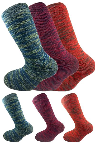 SİHİRLİ AYAKLAR Colorful 3 Pairs Thermal Unisex Men's and Women's Socks - Thick and Warm Heat Sink 38-42