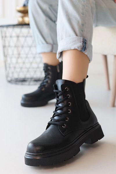 melonika Μπότες Daum Black Skin Lace Up