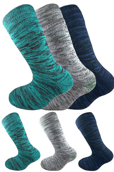 SİHİRLİ AYAKLAR Colorful 3 Pairs Thermal Unisex Men's and Women's Socks - Thick and Warm Heat Sink 38-42
