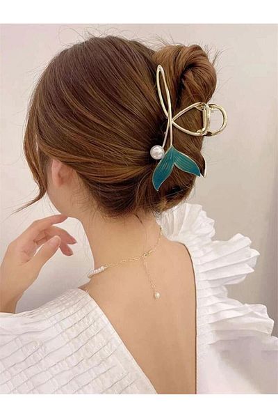 So Much Accesories So Much New Model Fish Tail with Pearls Metal Large Size Gold Latch Buckle