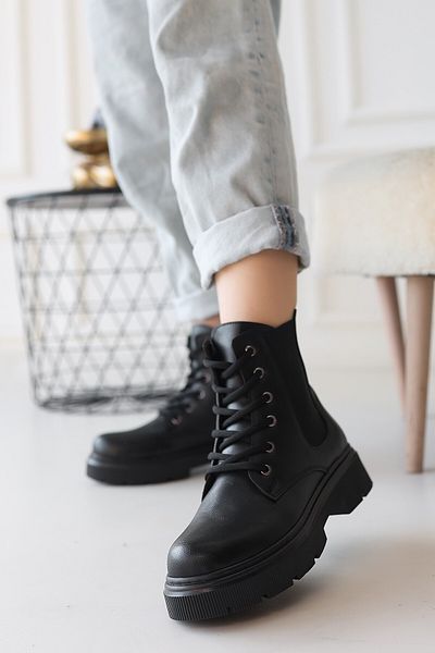 melonika Μπότες Daum Black Skin Lace Up