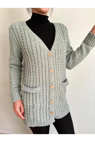 Çeyizcim Knitwear Knitted Wool Pocket Cardigan