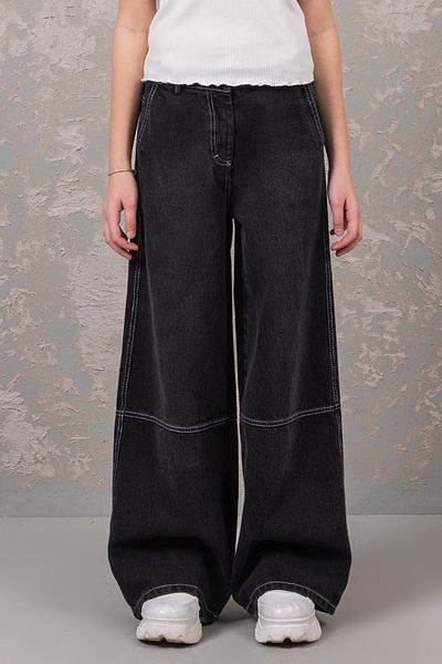 DMB BOYS & GIRLS 100% Cotton Wide Leg Wide Leg Jeans Adjustable Waist Girl's Jeans