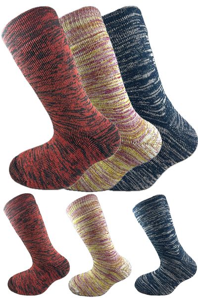 SİHİRLİ AYAKLAR Colorful 3 Pairs Thermal Unisex Men's and Women's Socks - Thick and Warm Heat Sink 38-42