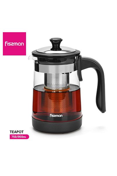 Fissman Glass Tea Pot with Filter 750mL, Glass Tea Pot Infuser, Great For Loose Leaf Tea