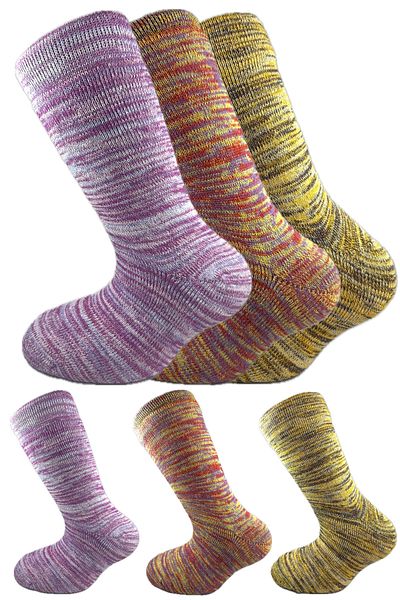 SİHİRLİ AYAKLAR Colorful 3 Pairs Thermal Unisex Men's and Women's Socks - Thick and Warm Heat Sink 38-42
