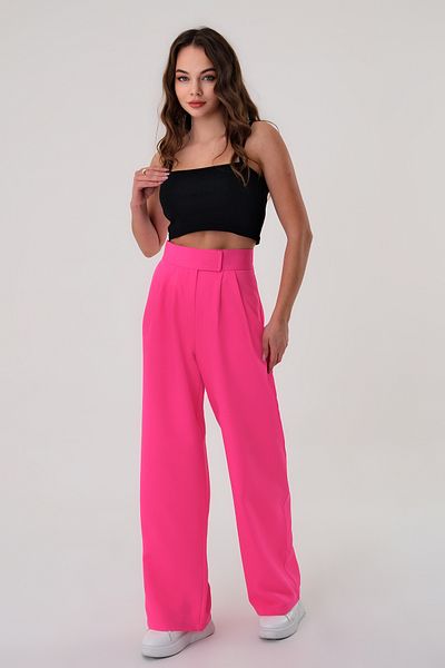 Hazel Women's Fuchsia High Waist Velcro Palazzo Pants