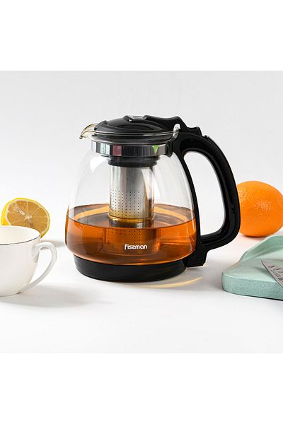 Fissman Glass Tea Pot with Filter 2000mL, Glass Tea Pot Infuser, Great For Loose Leaf Tea,