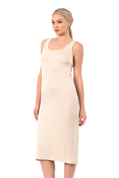 ÖZKAN underwear Özkan 27372 - Premium γυναικείο φόρεμα με φούστα βισκόζης, ελαστικό και άνετο, μακρύ λουράκι κάτω από το γόνατο