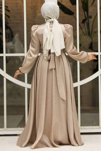 Neva Style Balloon Sleeve Mink Hijab Evening Dress 45581V