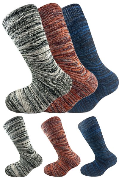 SİHİRLİ AYAKLAR Colorful 3 Pairs Thermal Unisex Men's and Women's Socks - Thick and Warm Heat Sink 38-42