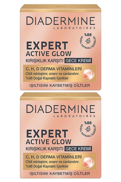 Diadermine Expert Active Glow - Night Cream 50 ml X 2 Anti-Wrinkle