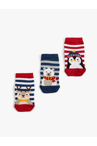 Koton Set of 3 Animals Printed Towel Socks