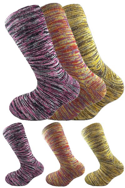 SİHİRLİ AYAKLAR Colorful 3 Pairs Thermal Unisex Men's and Women's Socks - Thick and Warm Heat Sink 38-42