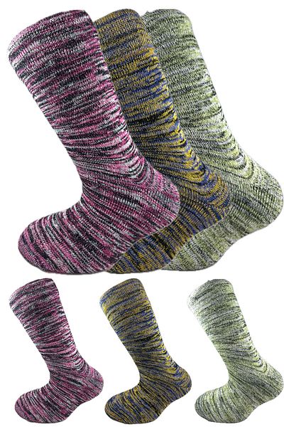 SİHİRLİ AYAKLAR Colorful 3 Pairs Thermal Unisex Men's and Women's Socks - Thick and Warm Heat Sink 38-42