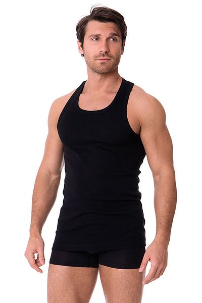 DOREA Men's Black 5 Pieces Cotton Ribbed Sports Undershirt