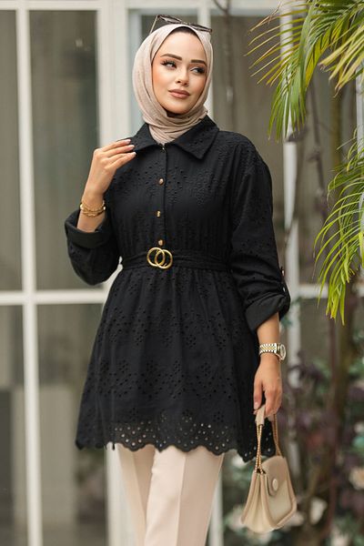 Neva Style تونيك حجاب أسود - 14252S