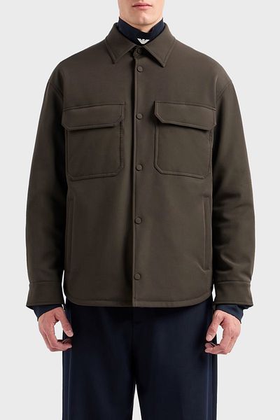 Emporio Armani سترة رجالية ذات قصة عادية وياقة قميص - سترة 6D1CN0 1NUBZ 05A6