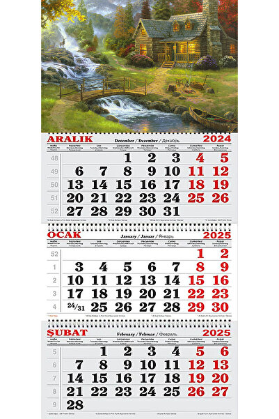 GENC DIJITAL BASKI 2026 Yılı Gemici Takvimi-Şelale Yanındaki Çiftlik Evi