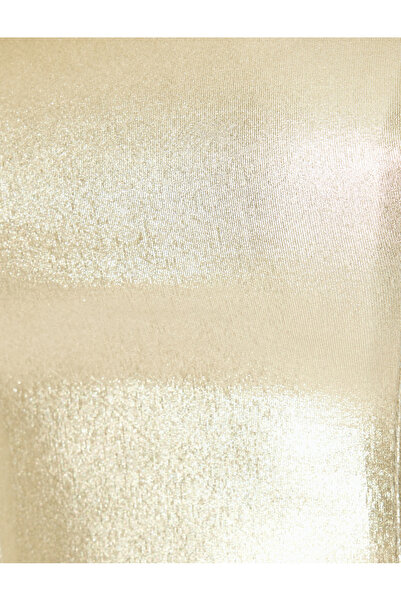 Koton Trägerlose, ärmellose, schmal geschnittene, glitzernde Abendkleidbluse