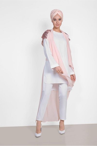 Alvina 4145 Model Double Tunic with Sequins