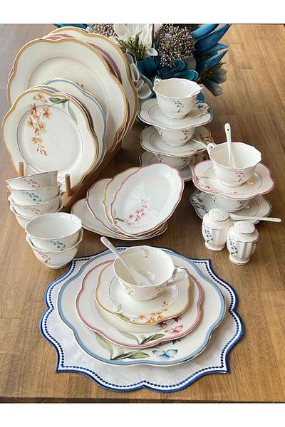 ROSSEV Roses Breakfast Set - 42 Pieces, 6 People