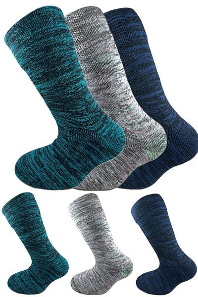 SİHİRLİ AYAKLAR Colorful 3 Pairs Thermal Unisex Men's and Women's Socks - Thick and Warm Heat Sink 38-42