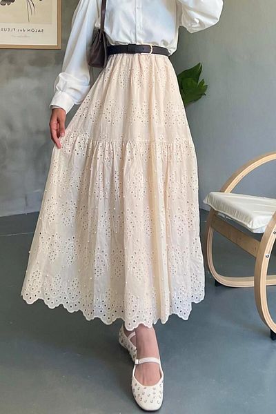 Neva Style تنورة حجاب باللون البيج - 13951 بيج