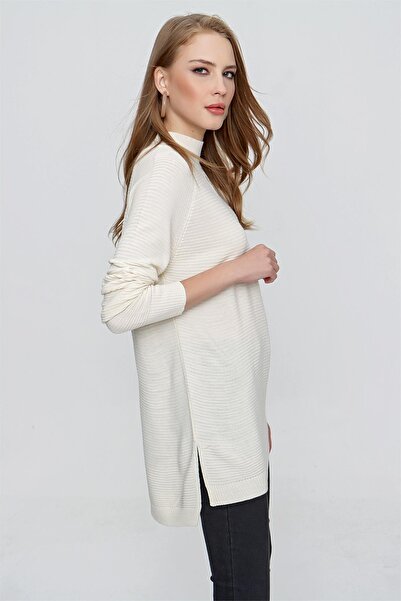 TENA Women's Ecru Sweater with Window on the Front