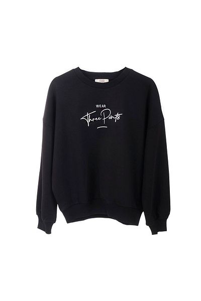 Wear Three Points Unisex Black Oversize Sweatshirt