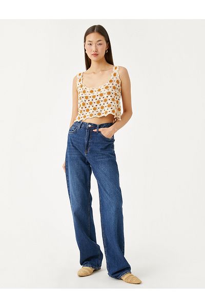 Koton Crop Bustier mit Häkel-Quadratausschnitt