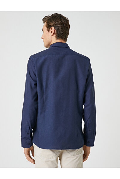 Koton Αθλητικό πουκάμισο Slim Fit Κλασικό γιακά με μακρυμάνικο μη σιδερένιο