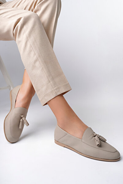 Deripabuc Balerini de damă din piele naturală argintie - Pcc-f04