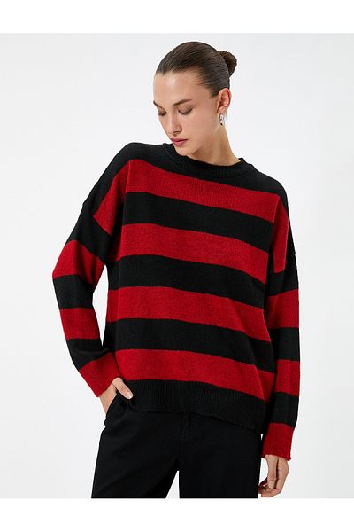 Koton Basic Knitwear Sweater Crew Neck Low Shoulder