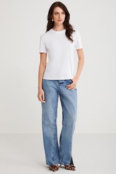 ETHIQUET Tricou alb Martina pentru femei - 100% bumbac organic cu decolteu, cu croiala normală