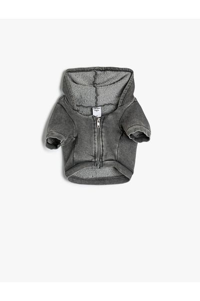 Koton Mikina pro psa s kapucí - na zip, potištěná na zádech, antibakteriální látka s vybledlým efektem