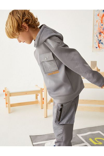 Koton Hooded Sweatshirt with Flap Pocket Detail Long Sleeve
