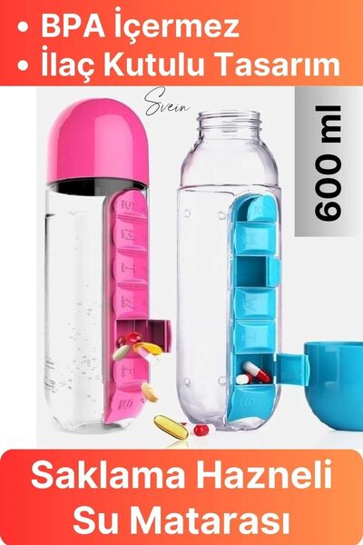 CARNIVAL LAND Pillbox 7 Bölmeli İlaç Kutulu Matara 600Ml İlaç Saklama Kutusu ...