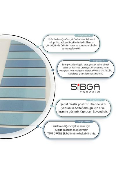 sibga tasarım Transparent Colored Post-It Note Paper - 200 Sheets Bookmark Sticker