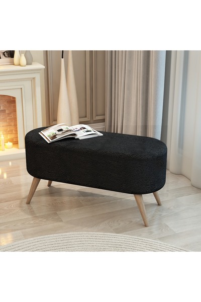Ayd Grup Ahşap Ayaklı Geniş Oturum Alanlı Oval Bench Puf