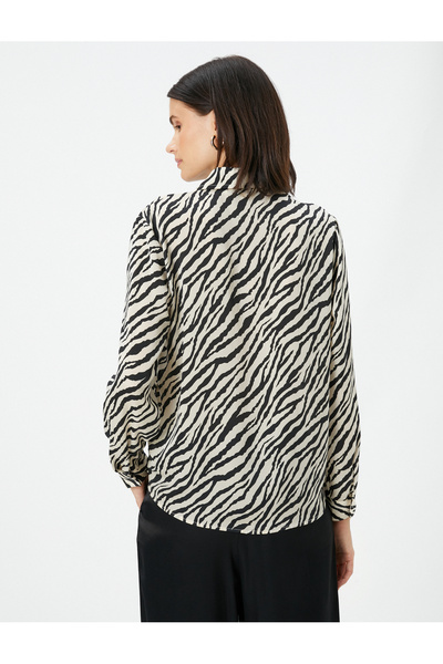 Koton Zebra Desenli Gömlek Klasik Yaka Uzun Kollu