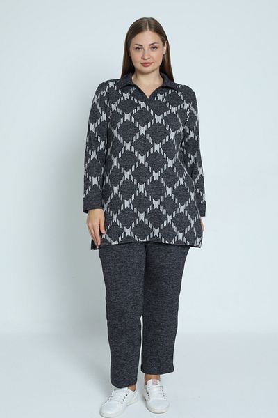 İntensive Set de top pentru femei, cu mâneci lungi, cu decolteu polo, tricotat în lycra