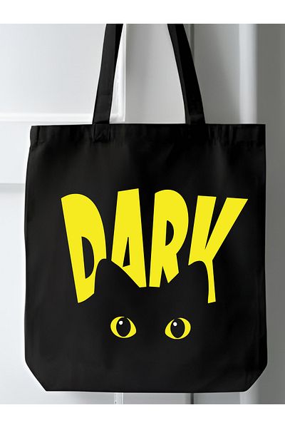 Cemira Y2K Tote Bag - Χοντρό καμβάς, σχέδιο μαύρης γάτας, τσάντα ώμου και tote
