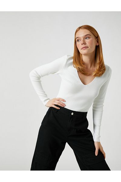 Koton Soft Textured Sweater Short Sleeve Half Turtleneck