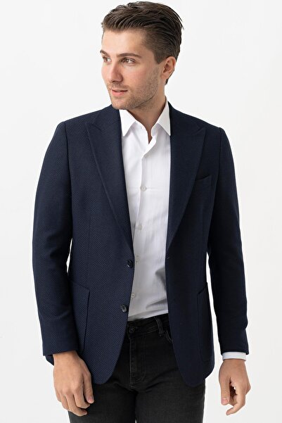 White Stone Cinisello Balsamo Yünlü Likralı C3019 Regular Fit 6 Drop Ceket Desenli