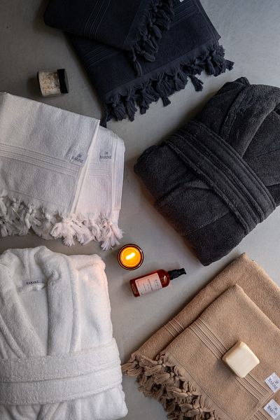 Barine Βαμβακερό μπουρνούζι Terry Shawl Collar Λευκό