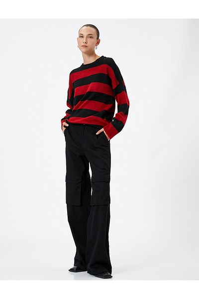 Koton Basic Knitwear Sweater Crew Neck Low Shoulder