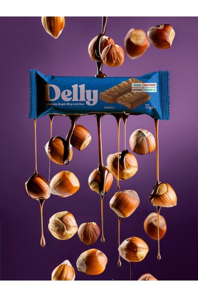 Delly 12 Adet Çikolata Kaplı - Vegan Meyveli Bar - Karışık Kutu 35g