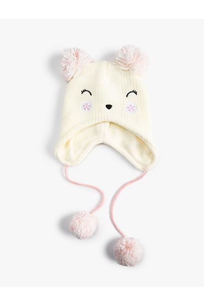 Koton Beretă tricotată cu pompon și broderie de urs